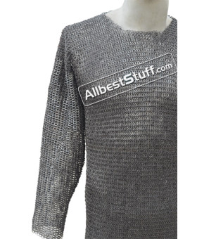 Stainless Steel Long Length Flat Riveted Chainmail Shirt Chest 56